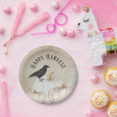 フォークアートハッピーハーベストホワイトパンプキン ペーパープレート (パーティー)