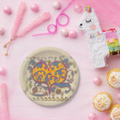 フォークアートハートと葉花ディナープラット ペーパープレート (パーティー)