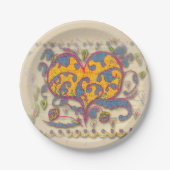 フォークアートハートと葉花ディナープラット ペーパープレート (正面)