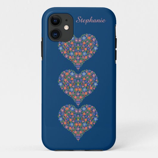 フォークアートハート、深いブルーiPhone 5ケースメイト Case-Mate iPhoneケース (裏面)