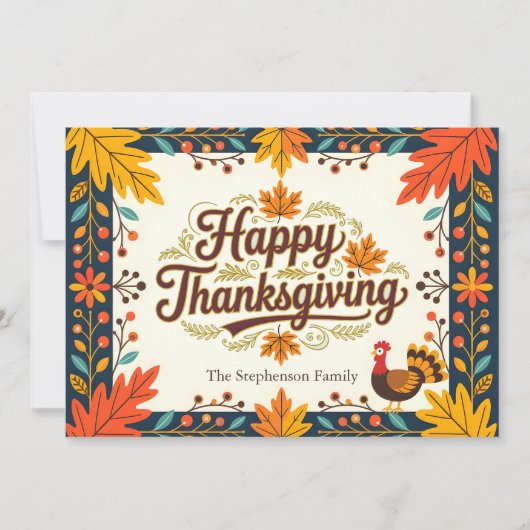 フォークアートハーベスト紅葉ハッピーサンクスギビング カード (正面)