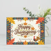 フォークアートハーベスト紅葉ハッピーサンクスギビング カード (スタンド正面)