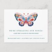 フォークアートバタフライムービングアナウンスメント ポストカード (正面)