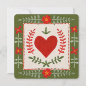 フォークアートバレンタインフラットカード 招待状 (正面)