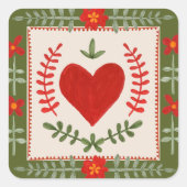 フォークアートバレンタイン封筒用シール スクエアシール (正面)