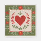 フォークアートバレンタイン紙ナプキンス スタンダードランチョンナプキン (正面)