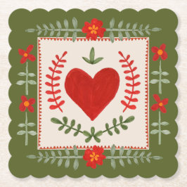 フォークアートバレンタイン ペーパーコースター