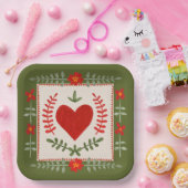 フォークアートバレンタイン ペーパープレート (パーティー)