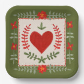 フォークアートバレンタイン ペーパープレート (正面)