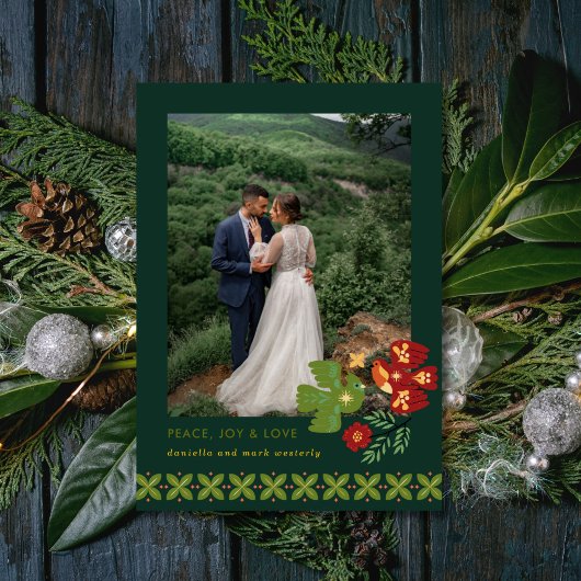 フォークアートバーズフォトホリデーカード シーズンカード