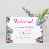 フォークアートバーズフラワーズどんぐりブルー 招待状 (スタンド正面)