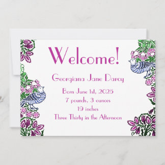 フォークアートバーズフラワーズどんぐりブルー 招待状