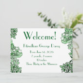 フォークアートバーズフラワーズどんぐり緑 招待状 (スタンド正面)