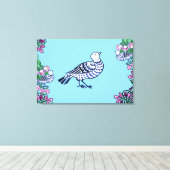 フォークアートバーズフラワーズどんぐり キャンバスプリント (インサイチュ (ウッドフロア))