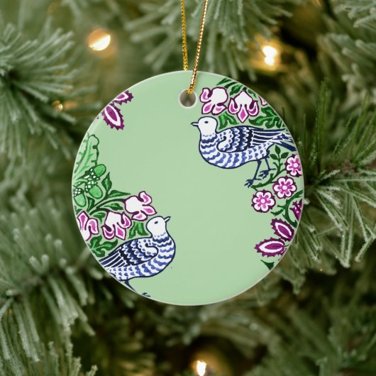 フォークアートバーズフラワーズどんぐり セラミックオーナメント (ツリー)