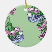 フォークアートバーズフラワーズどんぐり セラミックオーナメント (正面)