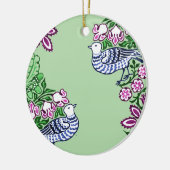 フォークアートバーズフラワーズどんぐり セラミックオーナメント (左)