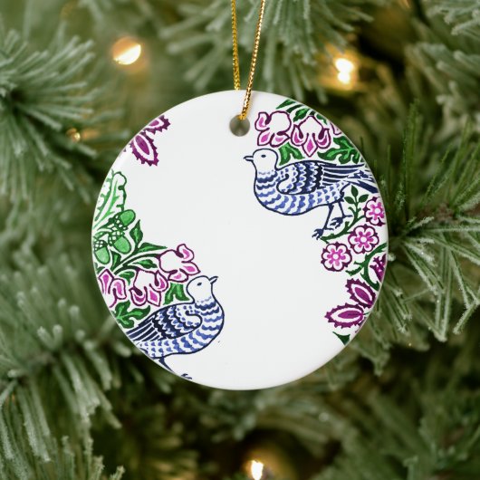 フォークアートバーズフラワーズどんぐり セラミックオーナメント (ツリー)