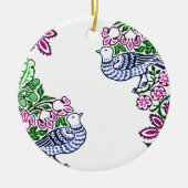 フォークアートバーズフラワーズどんぐり セラミックオーナメント (正面)