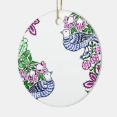 フォークアートバーズフラワーズどんぐり セラミックオーナメント (左)