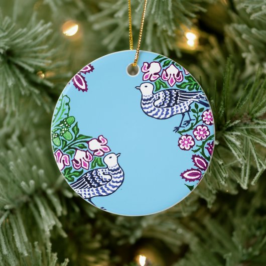 フォークアートバーズフラワーズどんぐり セラミックオーナメント (ツリー)