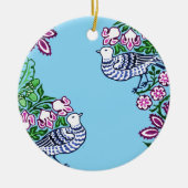 フォークアートバーズフラワーズどんぐり セラミックオーナメント (正面)