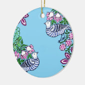 フォークアートバーズフラワーズどんぐり セラミックオーナメント (左)