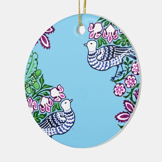 フォークアートバーズフラワーズどんぐり セラミックオーナメント (左)