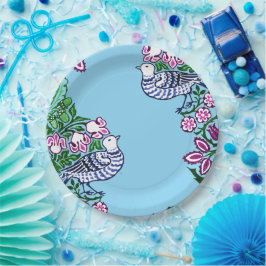 フォークアートバーズフラワーズどんぐり ペーパープレート