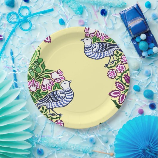フォークアートバーズフラワーズどんぐり ペーパープレート (パーティー)