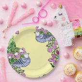 フォークアートバーズフラワーズどんぐり ペーパープレート (パーティー)