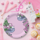 フォークアートバーズフラワーズどんぐり ペーパープレート (パーティー)