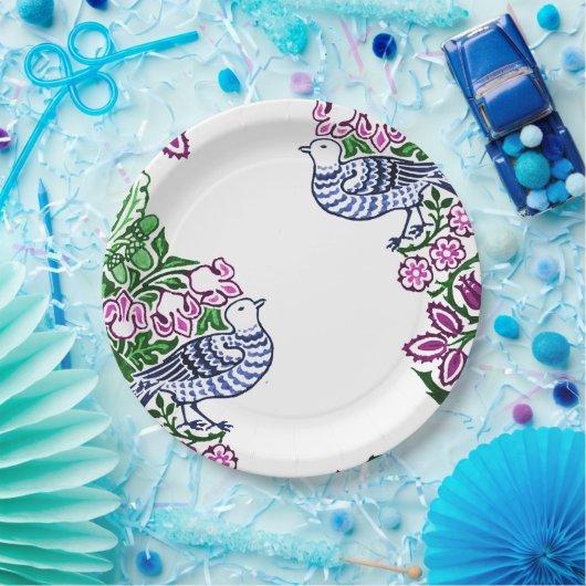 フォークアートバーズフラワーズどんぐり ペーパープレート (パーティー)