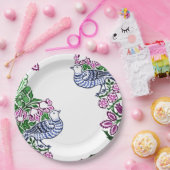 フォークアートバーズフラワーズどんぐり ペーパープレート (パーティー)