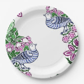 フォークアートバーズフラワーズどんぐり ペーパープレート (正面)
