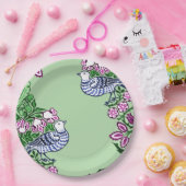 フォークアートバーズフラワーズどんぐり ペーパープレート (パーティー)