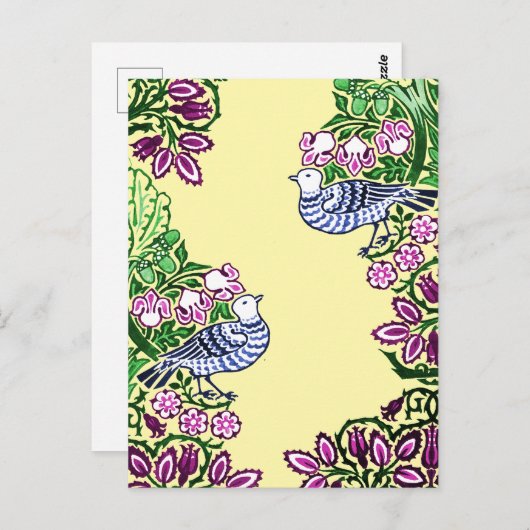 フォークアートバーズフラワーズどんぐり ポストカード (正面/裏面)