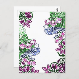 フォークアートバーズフラワーズどんぐり ポストカード