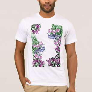 フォークアートバーズフラワーズどんぐり Tシャツ