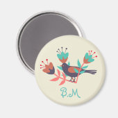 フォークアートバードアンドフローラモノグラム マグネット (正面/裏面)