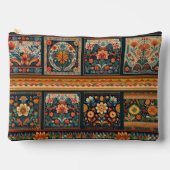 フォークアートパッチワークジッパー付きパウチ アクセサリーポーチ (正面)