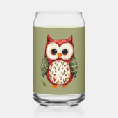 フォークアートパッチワークフクロムコテージコアデザイン ガラス缶 (正面)