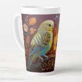 フォークアートパレーケートペイズリーと黄色の花 カフェラテマグ (左アングル)