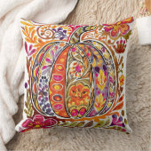 フォークアートパンプキン装飾用クッション素朴秋花 クッション (ブランケット)