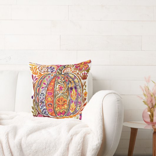 フォークアートパンプキン装飾用クッション素朴秋花 クッション (ソファ)