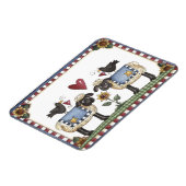 フォークアートヒツジのカラス&ひまわりマグネット マグネット (左側)