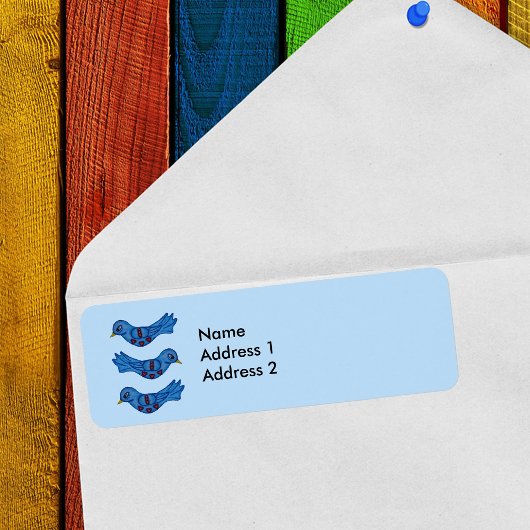 フォークアートファンタジーかわいいブルーバード赤いハート ラベル