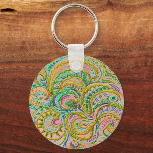 フォークアートファンタジーパターン キーホルダー (正面)