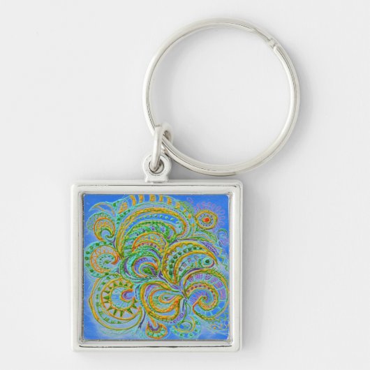 フォークアートファンタジーパターン キーホルダー (正面)