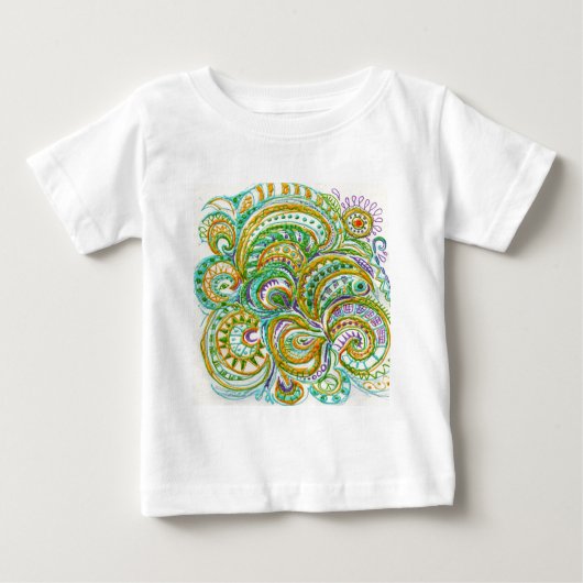 フォークアートファンタジーパターン ベビーTシャツ (正面)